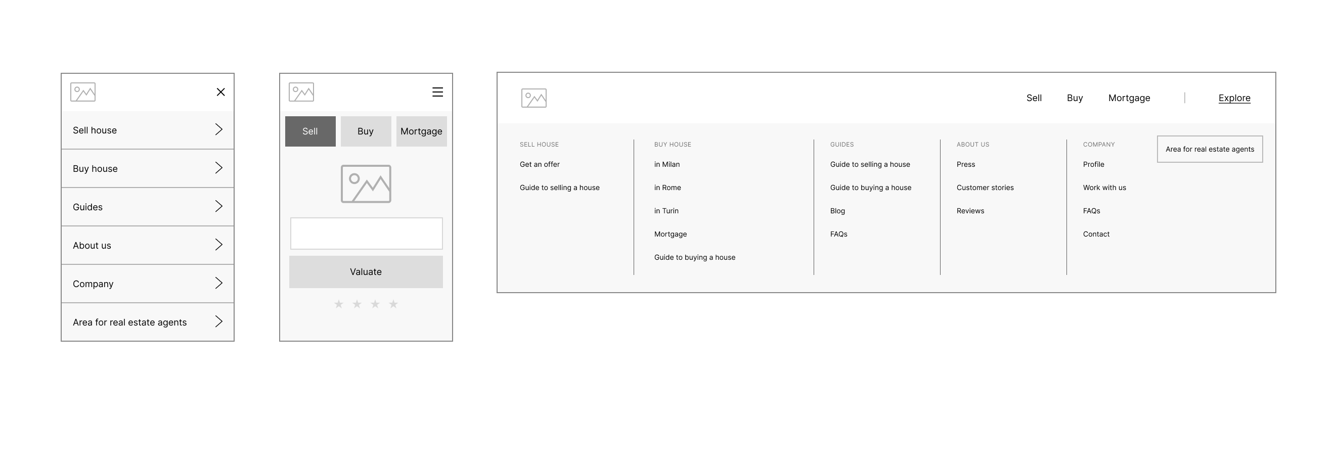 Low fidelity wireframes.